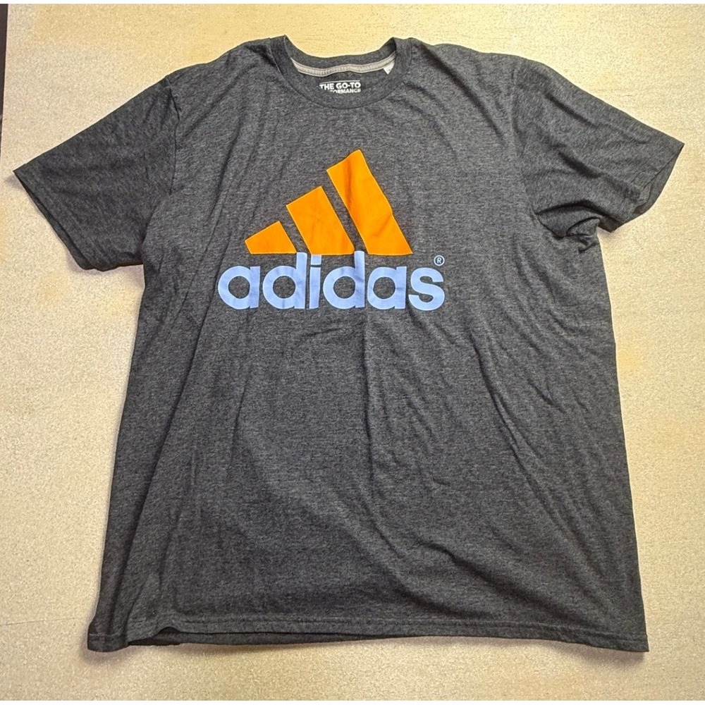 Adidas Mens Go-To Performance Tee Gray Logo T-Shirt 2XL Climalite-2382